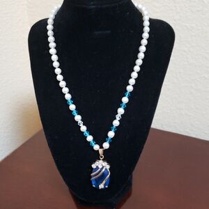 Elegant Blue and White Necklace